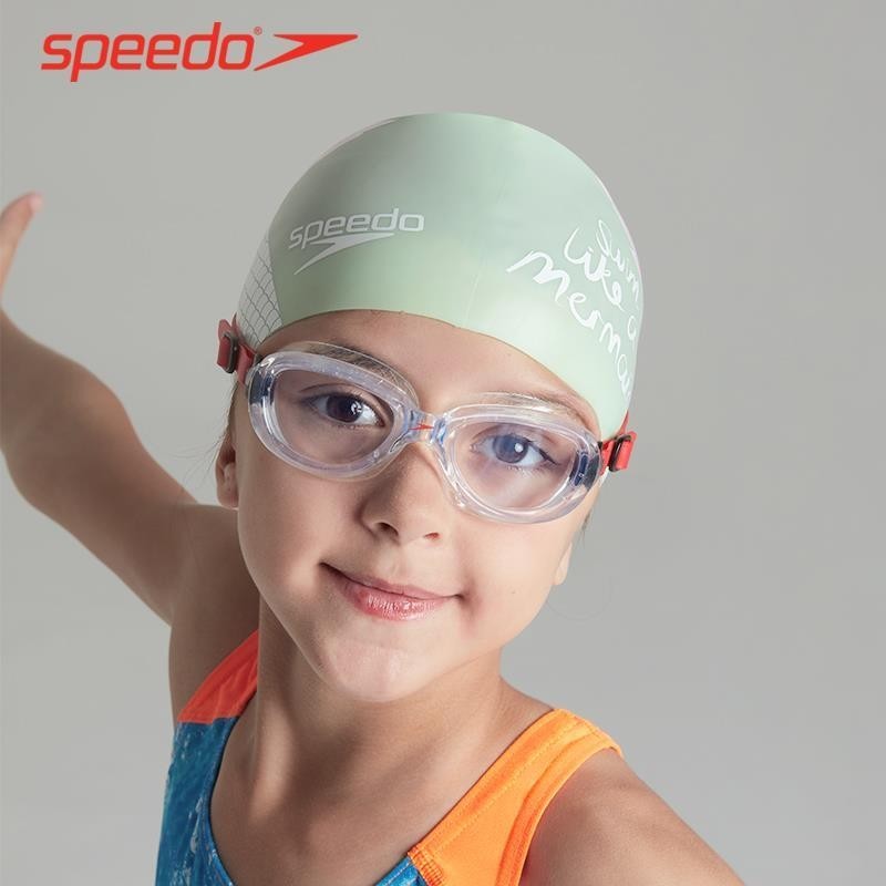 兒童泳鏡真的不起霧Speedo/速比濤兒童泳鏡防水防霧大框舒適游泳鏡青少年泳鏡6-14歲