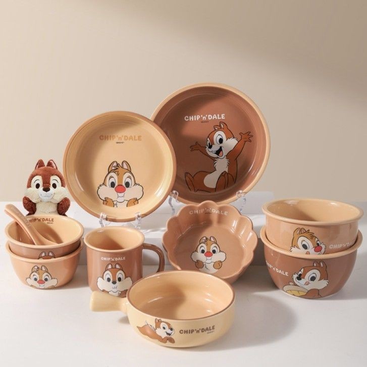 川島屋迪士尼奇奇蒂蒂餐具卡通兒童碗餐碗情侶吃飯碗麵碗陶瓷盤子