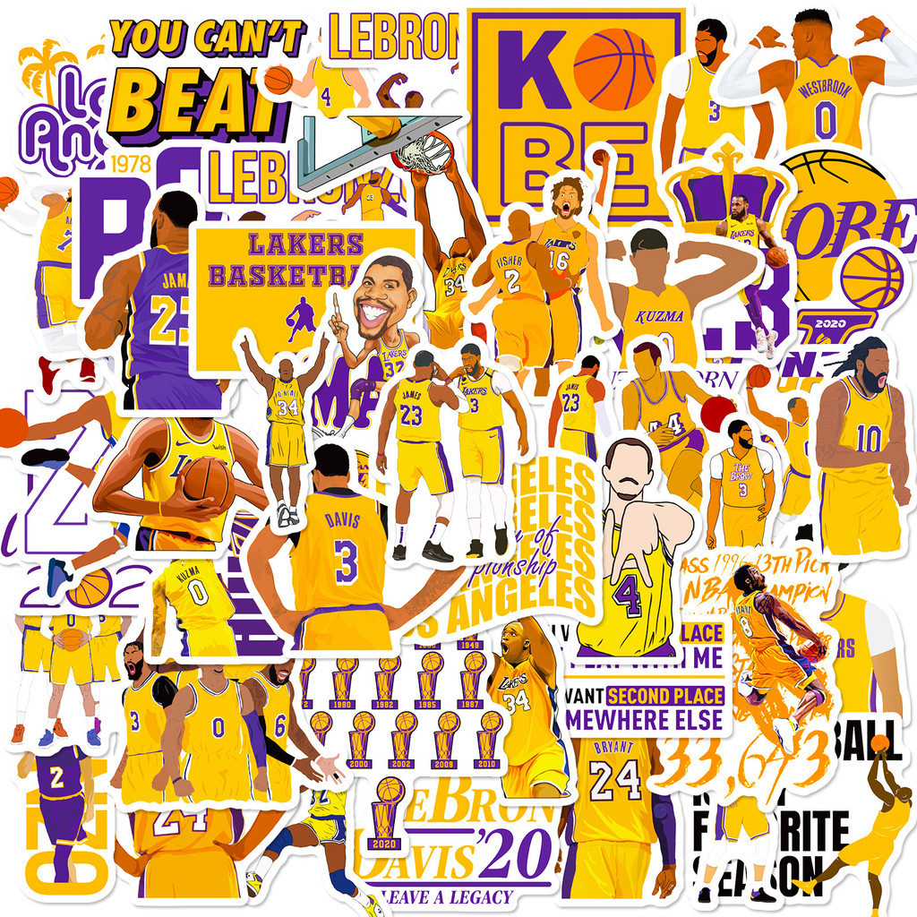 50張 NBA 湖人隊 貼紙 籃球 明星 湖人 24號 兒童 DIY 貼畫 Kobe Bryant 黑曼巴科比 貼圖 手