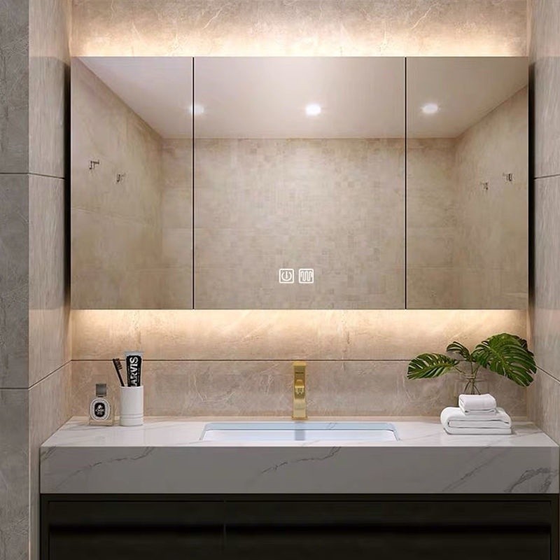 浴室智能鏡櫃獨立壁掛式儲物架一體式馬桶除霧實木定制燈獨立式智能鏡櫃獨立式收納帶置物一