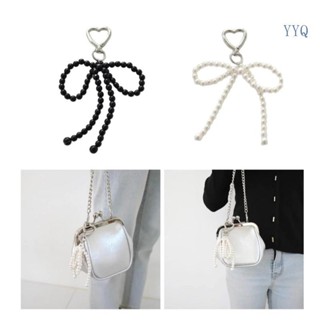 Yyq 珍珠珠手機掛繩蝴蝶結心形手機吊飾配件裝飾品