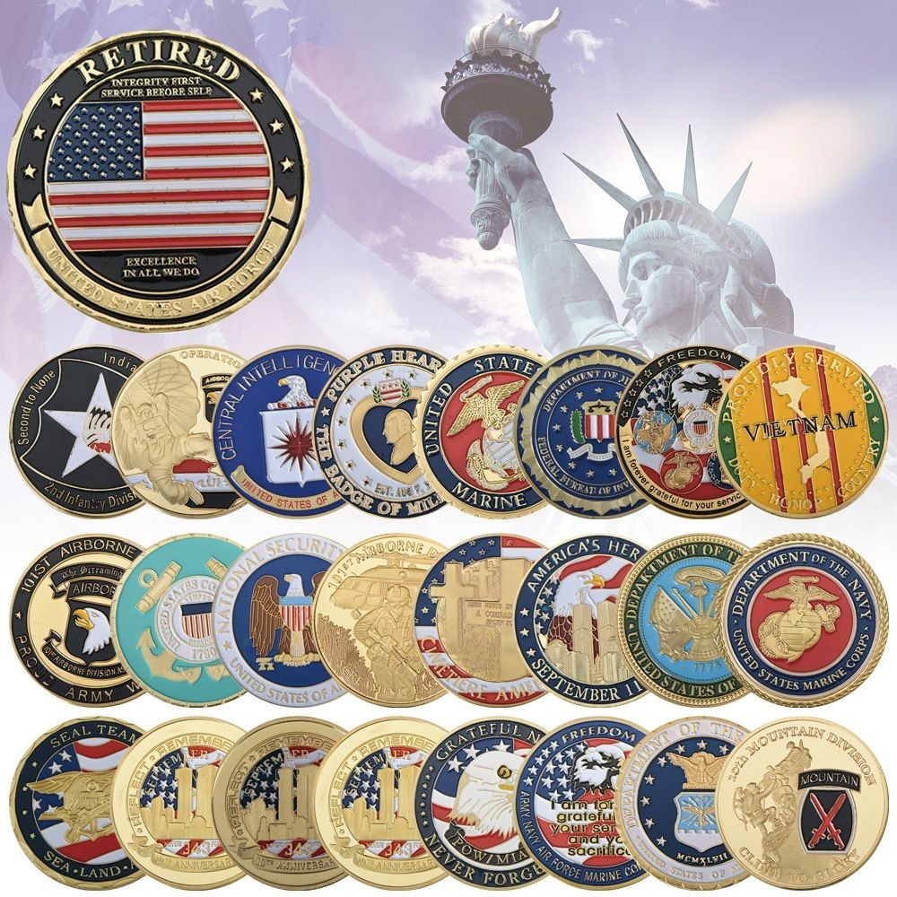 美國101空降師徽章紀念章收藏把玩工藝品紀念鍍金幣硬幣周邊手辦OU24513
