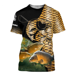 男士夏季 T 恤 Brook Trout Fishing 3D 打印原宿休閒短袖 T 恤男女通用戶外速乾上衣