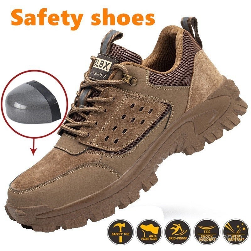 安全鞋鋼頭鞋安全鞋安全靴時尚登山鞋防砸防穿刺透氣輕便防護鞋透氣時尚重型sa