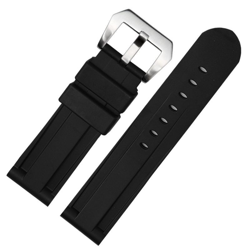 好品質適配沛納海PAM111/441/1312/PARNIS柏尼時矽膠橡膠手錶帶男24mm