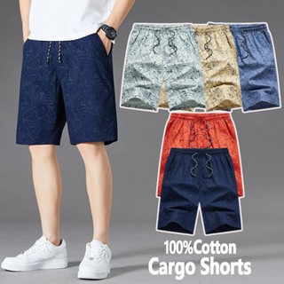 短褲男士夏季超大寬鬆休閒純棉印花工裝沙灘褲