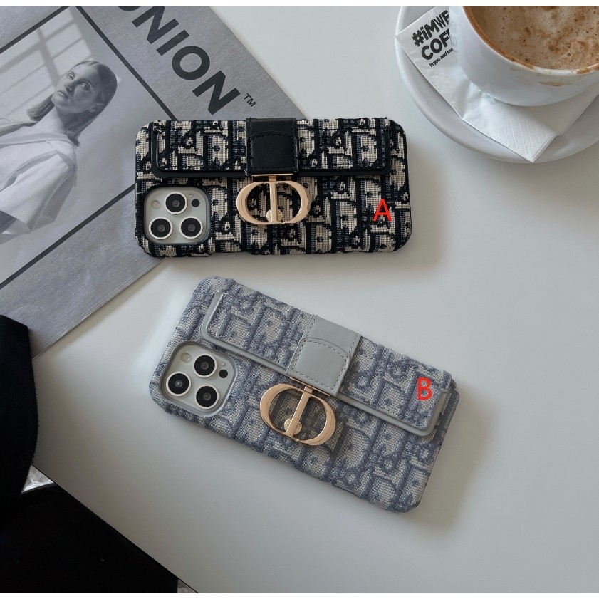 迪奧 適用於 iphone15/14pro//14promax/13/13pro/case/ Dior 刺繡大 CD 硬