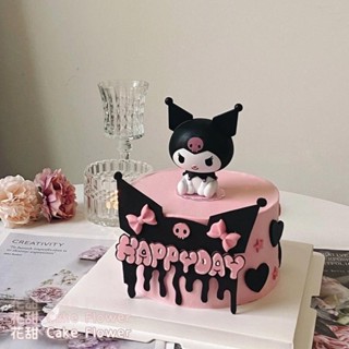 Kuromi 蛋糕裝飾可愛卡通紙杯蛋糕裝飾動漫派對甜點裝飾迷你模型兒童生日派對裝飾禮物