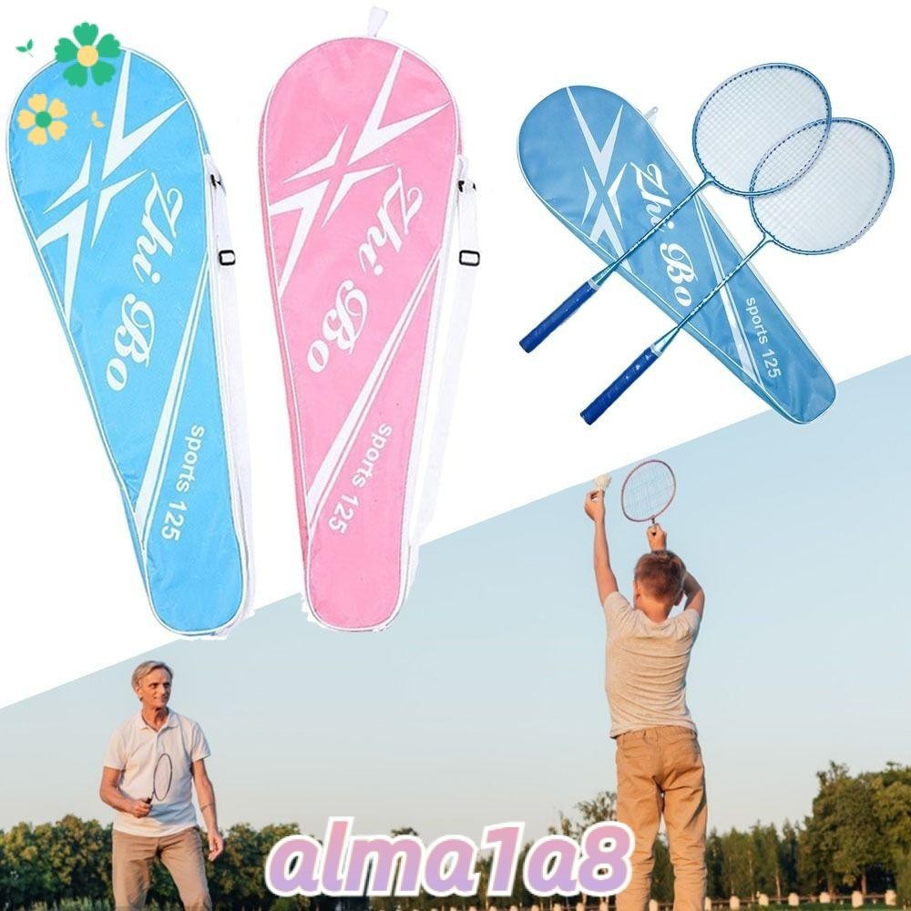 ALMA1A8羽毛球拍,粉色藍色專業手提袋,合金體育器材附件雙拍套裝