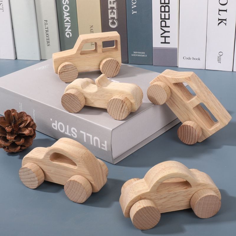 木製嬰幼兒原木玩具車抓握慣性手推小汽車模型傢俱擺件兒童滑翔車