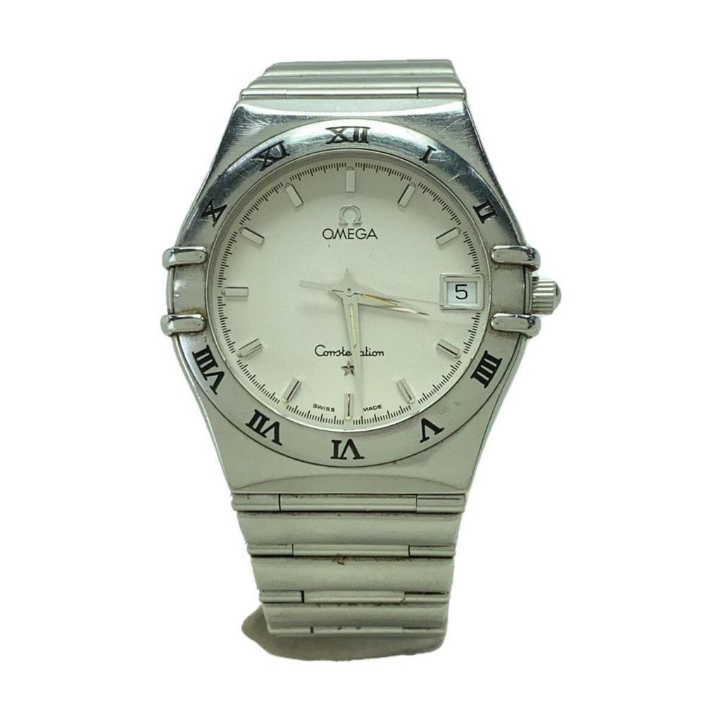 OMEGA 歐米茄 手錶星座系列銀色 石英 男用 白色 類比 不鏽鋼 日本直送 二手