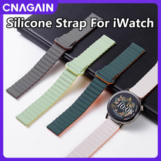 華為 SAMSUNG Cnagain 20MM 22MM 智慧手錶雙色磁扣腕帶,夏季防水液體矽膠錶帶適用於三星 Gala