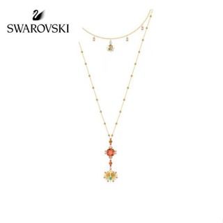 【現貨+包裝盒】Swarovski 施華洛世奇 幸運女神貝殼吊墜項錬 銀鑲鑽紅色水晶藍色瑪瑙首飾 雙層鎖骨錬生日禮物