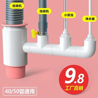 ⚡熱銷⚡【方便安裝】廚房水槽洗碗機淨水器下水管道小廚寶洗衣機排水管二合一接頭三通-臺灣出貨