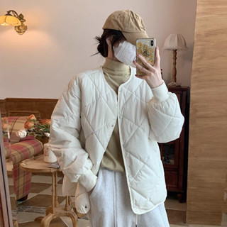 【HK潮流服裝】外套 Ins韓版輕薄白色羽絨棉服外套保暖短版外套鼕季穿搭寬鬆休閒外套大尺碼女裝 428