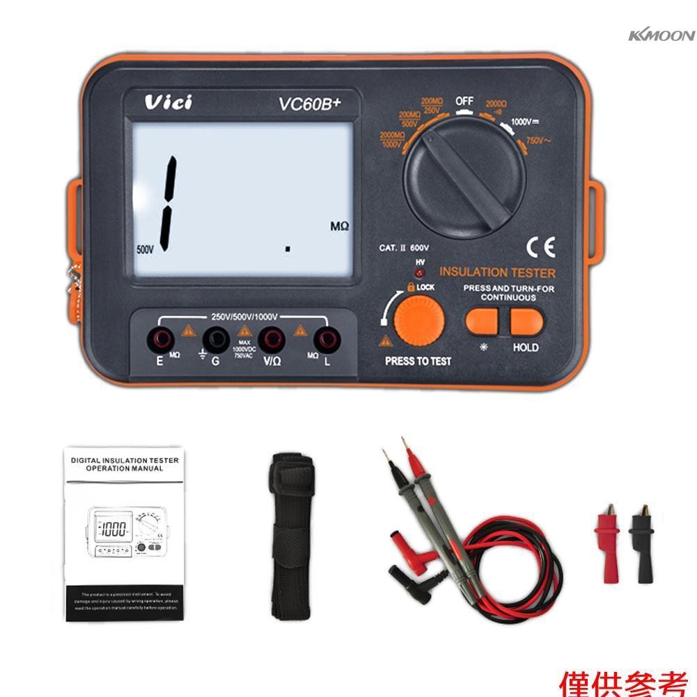 VC60B+ 絕緣電阻測試儀 1000V數字兆歐表 英文版 出貨不帶電池不帶插頭