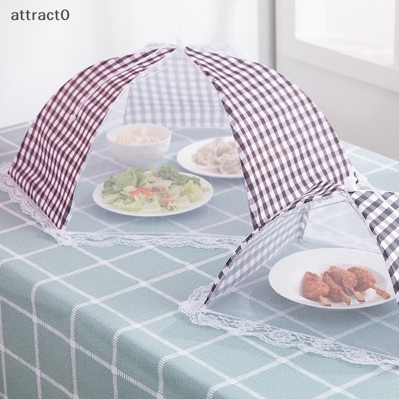 Attact 便攜式可折疊餐桌食品罩防蠅蚊帳餐具罩傘野餐保護網彈出式圓頂廚房配件 TW