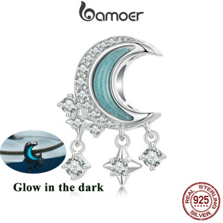 Bamoer 925 純銀魅力月光設計吊墜配飾手鍊禮物女士女孩 SCC2801