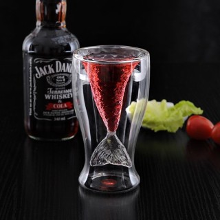 創意美人魚紅酒杯 雙層高硼硅玻璃杯 雞尾酒杯 果汁冰淇淋杯100ml
