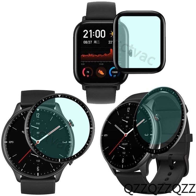 華米 Amazfit GTR2手錶貼膜 曲面3D熱彎手錶膜 曲面全屏高清 華米pop運動手錶保護膜 GTS2防指紋柔性膜