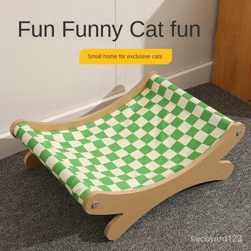 夏季貓咪搖搖床寵物木質吊床棉麻搖椅吊床工廠直銷貓窩