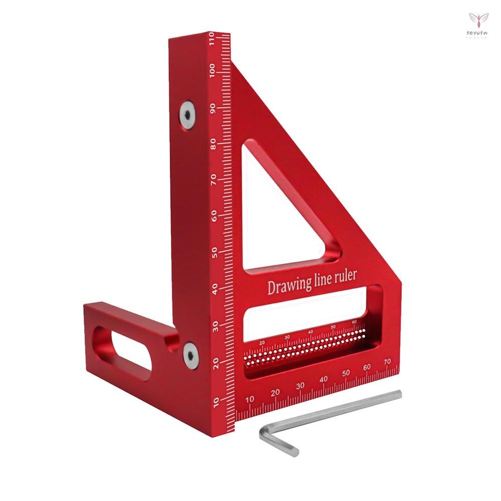 Uurig)木工測量尺 45/90 度三角劃線器方形量角器鋁合金工程師木工測量工具