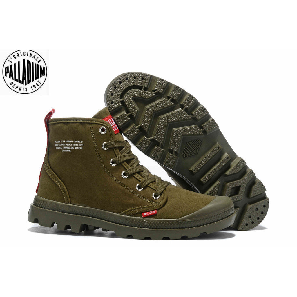 100%原裝 PALLADIUM軍綠色馬丁靴男女絲帶帆布鞋39-45。