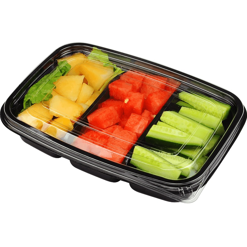 現貨【水果盒】一次性 水果盤 塑膠鮮果切盒 水果撈 打包盒 圓形沙拉拼盤 果切盒