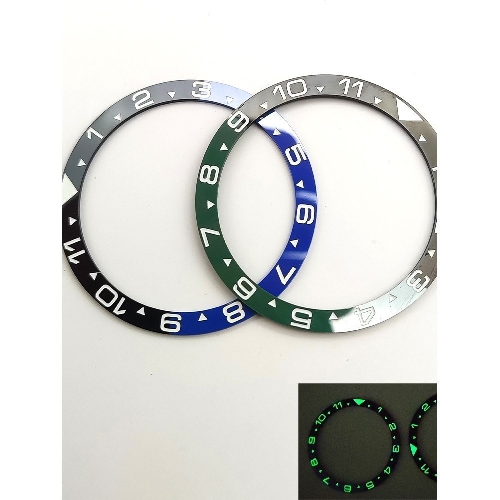 【精工品質】平面綠夜光錶圈 手錶配件表圈 38mm陶瓷圈口 代用精工錶殼外圈