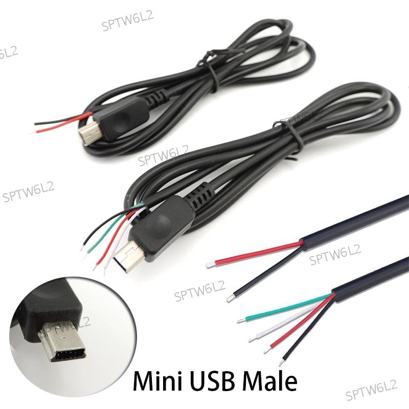 1m 5Pin Mini USB 公頭轉 2pin 4pin 線插孔電源延長線 DIY 充電數據傳輸連接器銲線 TW6L