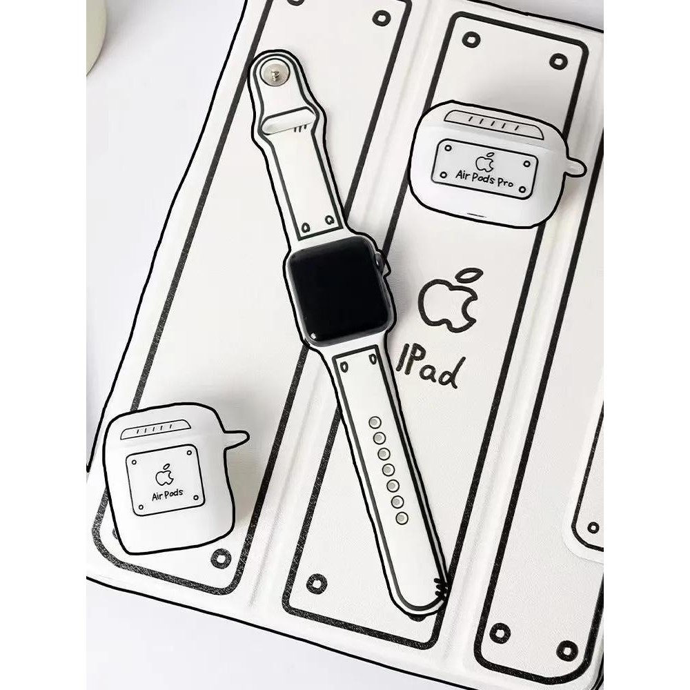 «手錶帶» 現貨 適用蘋果手錶iwatch8代7/Ultra2/華強北情侶s9漫畫二次元矽膠錶帶