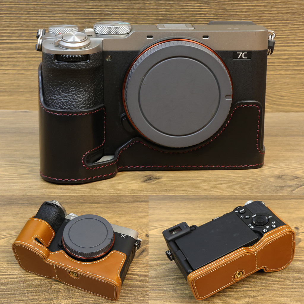適用於索尼 A7C Mark II/A7C2 A7CII 相機的 PU 皮革半保護相機保護套手柄