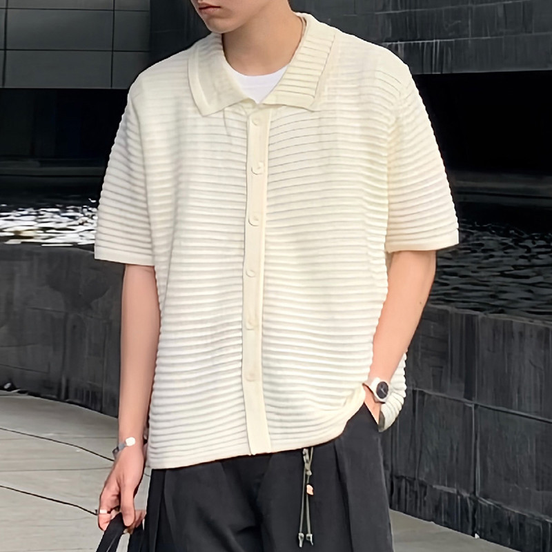 Incerun 男士韓版休閒翻領寬鬆短袖襯衫