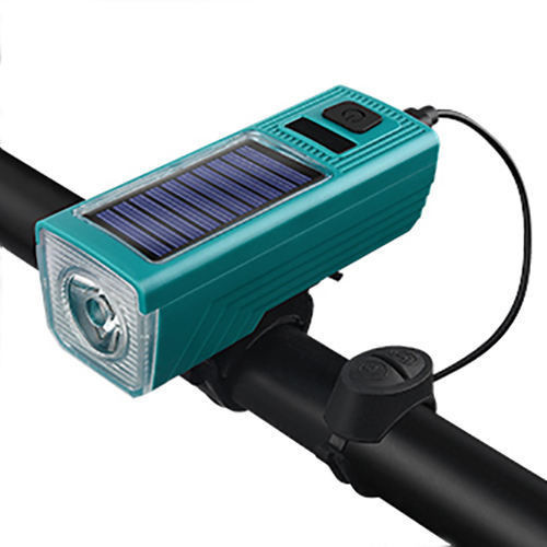 DEJR 腳踏車車燈太陽能USB充電喇叭燈夜騎照明燈山地腳踏車前燈騎行燈