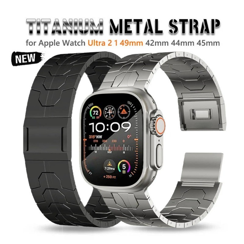 新款鋼鐵俠 鈦合金錶帶 蘋果錶帶 Apple Watch Ultra 2 49mm男士磁吸扣鈦帶 Series 9 45