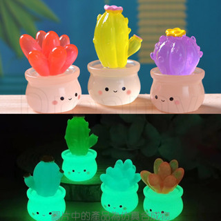 熒光仙人掌汽車裝飾品 - 辦公桌裝飾品 - 儀表板迷你裝飾品 - 樹脂多肉盆栽 - 工藝品雕塑 - DIY 花園娃娃 -