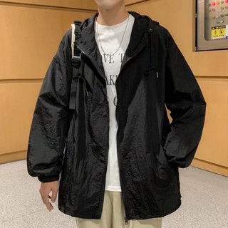 夏季薄款連帽防曬衣外套男女韓版潮流寬鬆慵懶風防紫外線風衣夾克