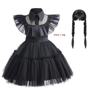 92%評率品網紗鏤空蓬蓬裙cosplay亞當斯一家星期三晚會禮服裙兒童