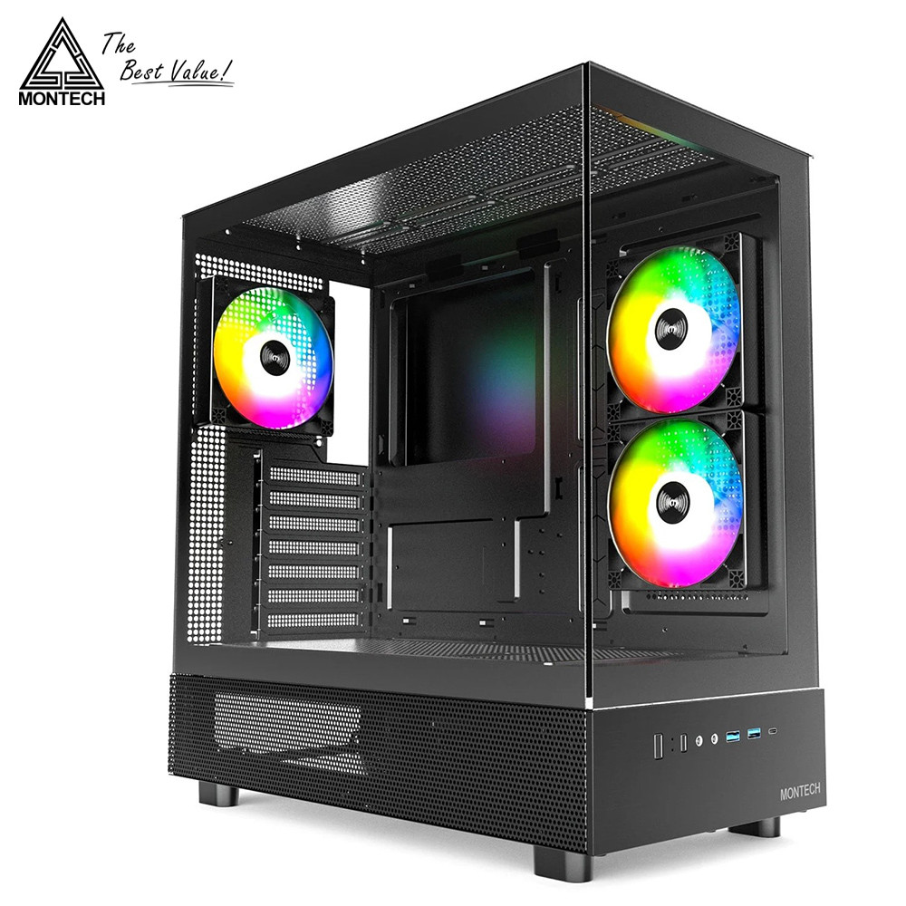 【MONTECH 君主】XR 全景玻璃透側機殼 黑色