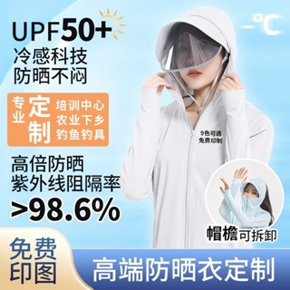 ✨限時特賣✨防曬衣定製logo可拆卸帽簷工作服防紫外綫農業夏季外套冰絲釣魚服qaz