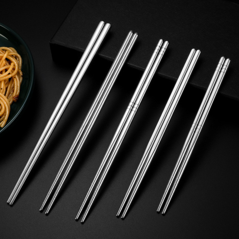【溫柔時光】【10雙裝】食品級304方形不鏽鋼筷 家用防滑筷 個性廚房隔熱筷子 中空筷子韓系