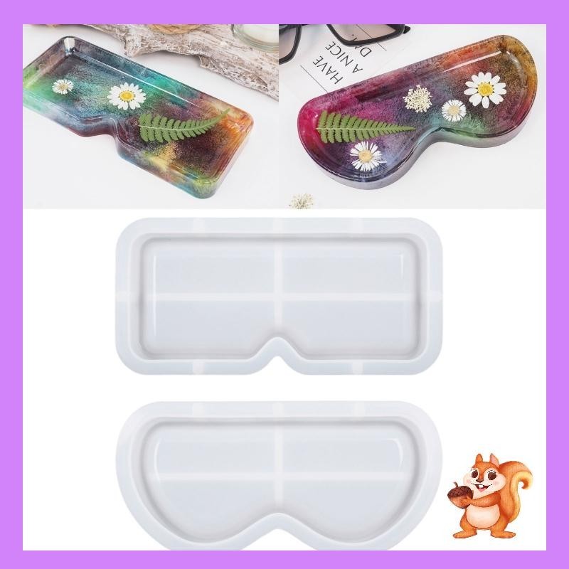 Siy 2Pcs水晶滴膠環氧樹脂模具眼鏡收納盒太陽鏡托盤模具