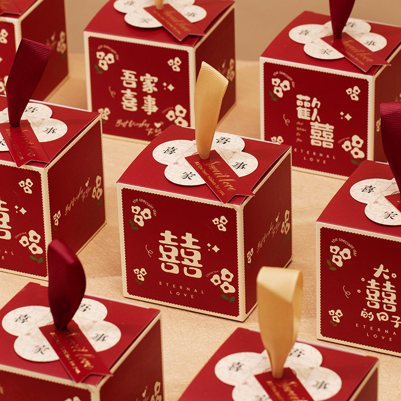 喜糖盒 結婚用高級感2024新款創意手提喜糖袋 婚禮伴手禮盒包裝空盒