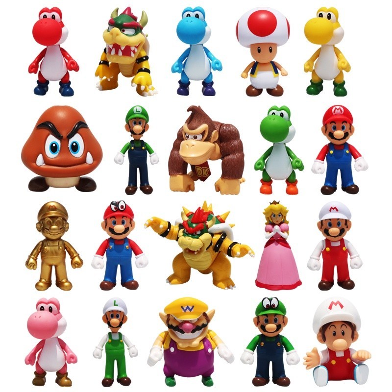 現貨 Super Mario 38款超級瑪麗公仔 瑪麗兄弟模型人偶耀西庫巴馬力歐馬里奧 奧德賽 路易基玩具手办擺件玩偶