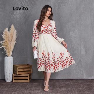 Lovito 女士優雅花卉印花洋裝 LBL20331