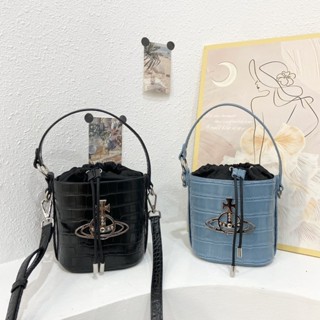 Vivienne Westwood 鱷魚紋迷你便攜水桶包新款復古土星斜挎包