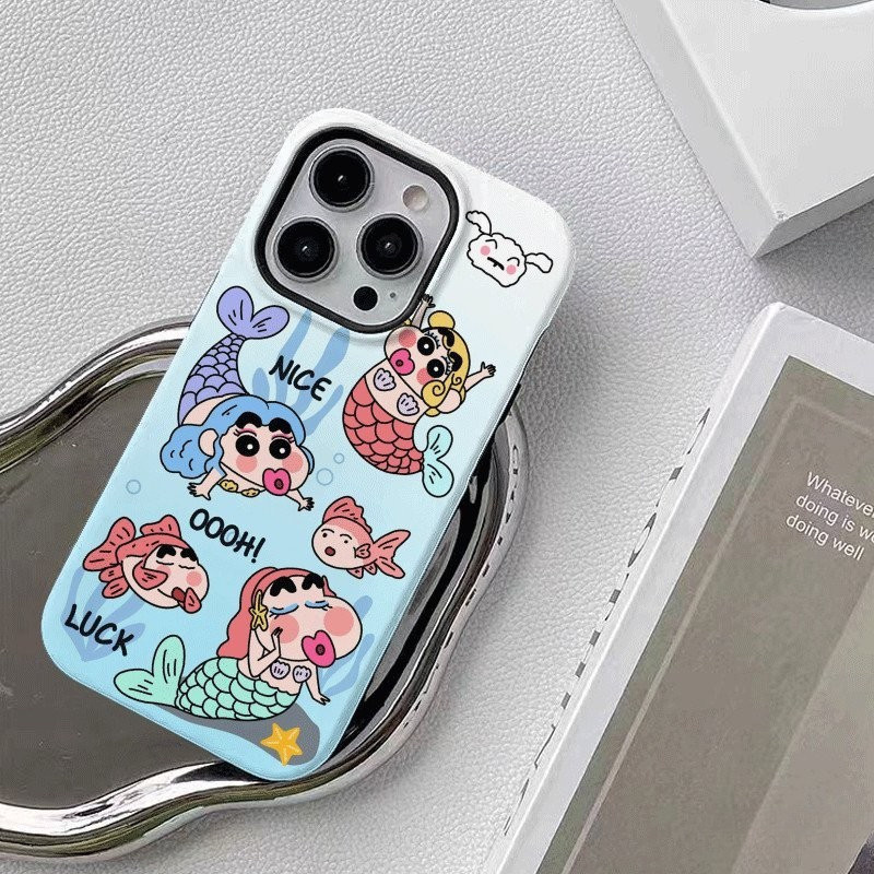 海底搞笑小美人魚手機殼適用於iphone兼容iphone 7/8Plus 15 13 12 14 11 Promax手機
