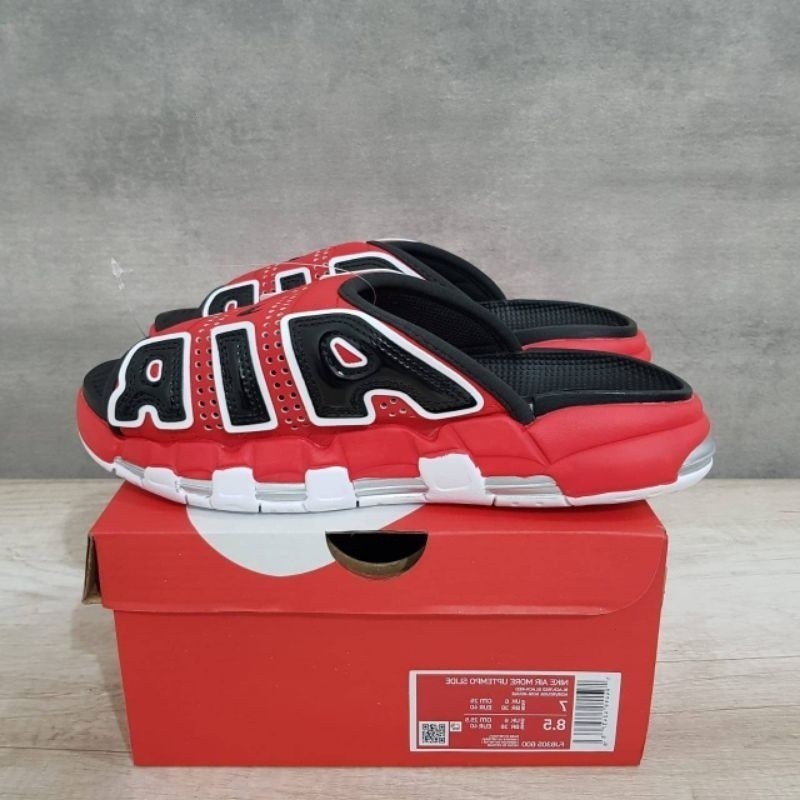 NK AIR MORE UPTEMPO SLIDE 紅色黑色