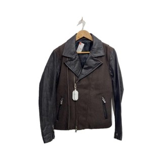 SHELLAC皮衣外套 夾克外套素色 雙重 棕色 日本直送 二手