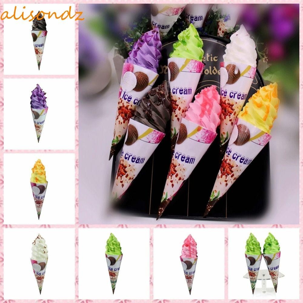 ALISOND1仿真冰淇淋,冰淇淋手工製作冰淇淋模型,易於使用夏天PU假的人造食品婚禮